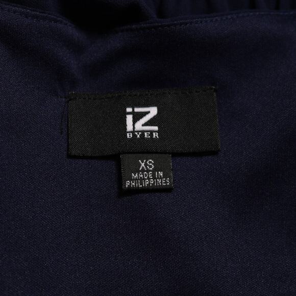 IZ Byer Navy Blue Chiffon Fit & Flare Mini Dress Sleeveless Pleated Size XS - Picture 5 of 8